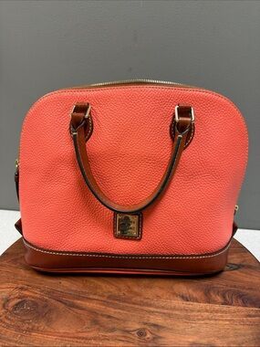 DOONEY‎ & BOURKE Pebble Grain Zip Zip Satchel Coral Salmon Leather Purse